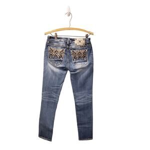 Miss Me Womens Signature Skinny Jeans Size 28 Medium Wash Embellished Pockets